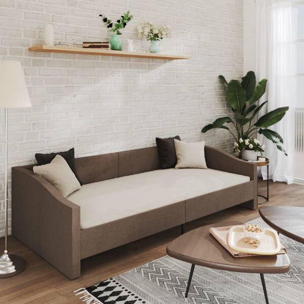 vidaXL Tagesbett mit Matratze USB Taupe Stoff 90x200 cm