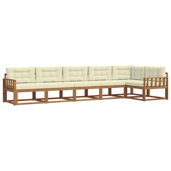 vidaXL Outdoor-Sofagarnitur mit Kissen 6 pcs Natur und Creme