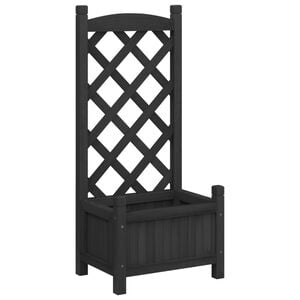 vidaXL Pflanzk&uuml;bel mit Spalier Schwarz 40x30x90 cm Massivholz Tanne