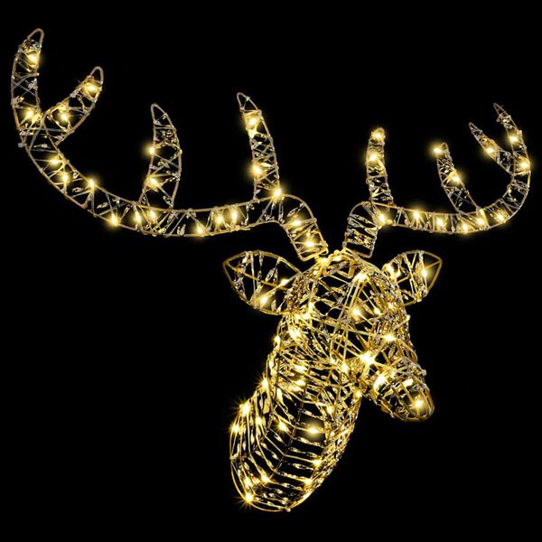 vidaXL Rentier Zieh Schlitten mit 140 LEDs Warmwei&szlig; 60 cm Haustier