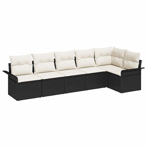 vidaXL Gartensofa-set mit Kissen 6 pcs Schwarz Poly-Rattan