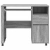 vidaXL Tisch mit Rollen mit Regal Grau 91 x 50 x 77 cm Holzwerkstoff