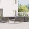 vidaXL 13-tlg. Garten-Lounge-Set mit Kissen Grau Poly Rattan