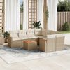 vidaXL 9-tlg. Garten-Sofagarnitur mit Kissen Beige Poly Rattan
