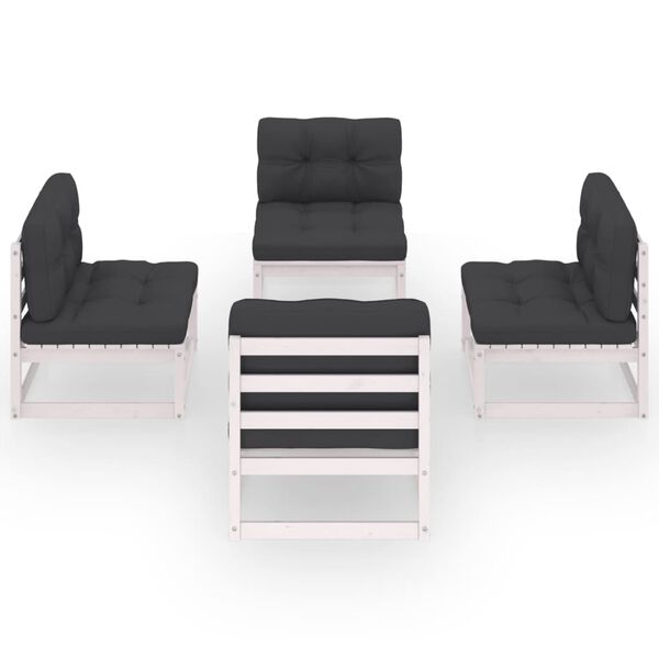 vidaXL 4-tlg. Garten-Lounge-Set mit Kissen Kiefer Massivholz