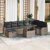 vidaXL Garten-Sofa-Set mit Kissen mit Speicher 9 pcs Grau Poly Rattan