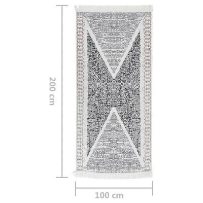 vidaXL Teppich Schwarz und Grau 100x200 cm Baumwolle
