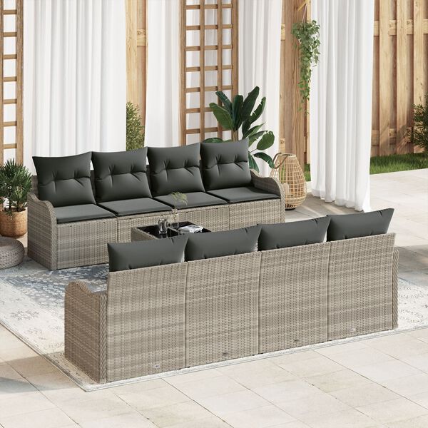 vidaXL Gartensofa-set Hellgrau 55 x 55 x 37 cm Poly-Rattan