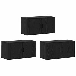 vidaXL Wand-TV-Schrank Set 3 stk. Schwarz Eichen-Optik Holzwerkstoff