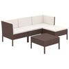 vidaXL 5-tlg. Garten-Lounge-Set mit Auflagen Poly Rattan Braun