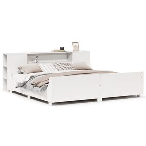 vidaXL Massivholzbett ohne Matratze Wei&szlig; 200x200 cm Kiefernholz