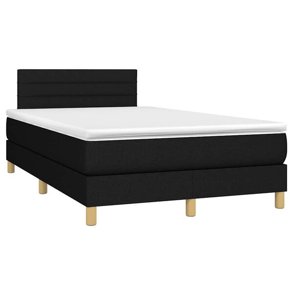 vidaXL Boxspringbett mit Matratze & LED Schwarz 120x190 cm Stoff