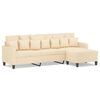 vidaXL 3-Sitzer-Sofa mit Hocker Creme 210 cm Stoff