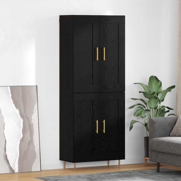 vidaXL Highboard Schwarz Eichen-Optik 69,5 x 34 x 180 cm Holzwerkstoff