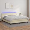 vidaXL Boxspringbett mit Matratze & LED Creme 180x200 cm Kunstleder