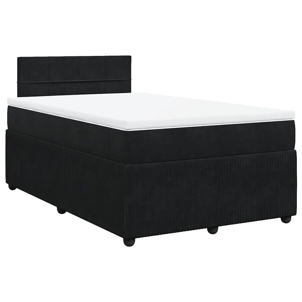vidaXL Boxspringbett mit Matratze Schwarz 120x200 cm Samt