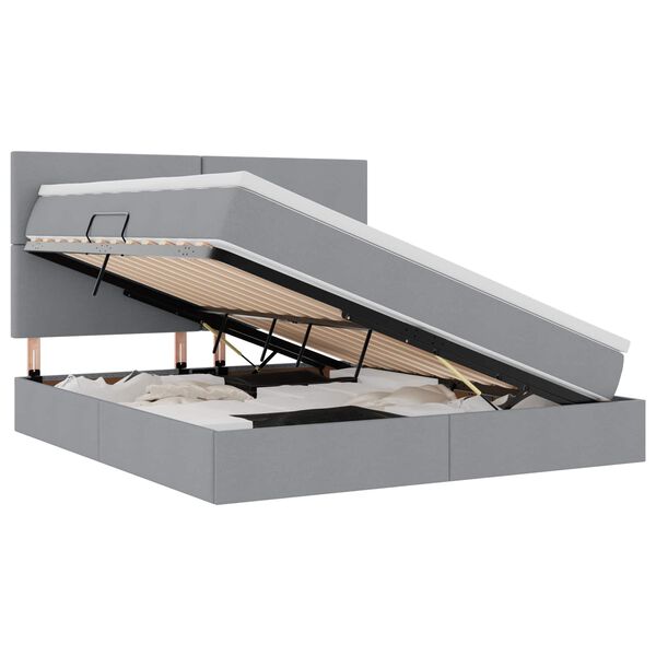 vidaXL Bett mit Stauraum und LED Hellgrau 160 x 200 cm Polyester