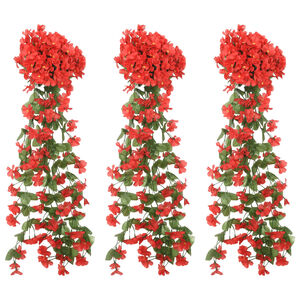 vidaXL Weihnachtskr&auml;nze Blumen 3 Stk. Rot 85 cm