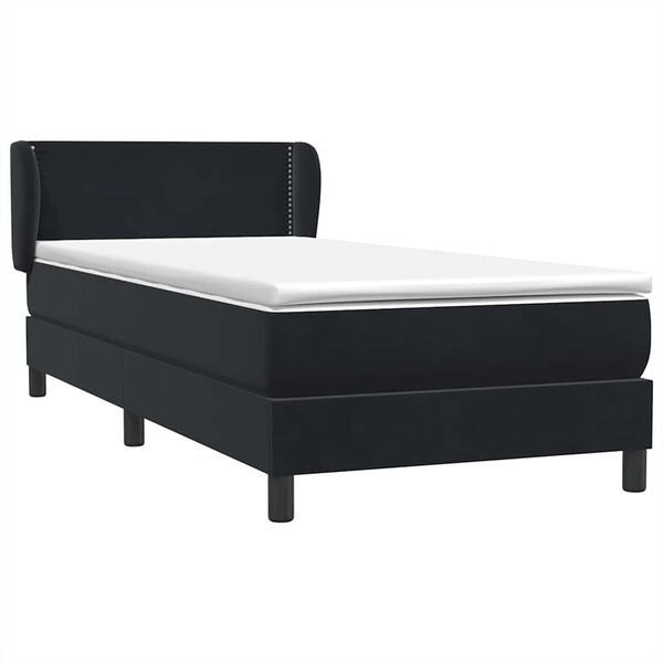 vidaXL Boxspringbett mit Matratze Schwarz 90x210 cm Samt