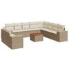 vidaXL 11-tlg. Garten-Sofagarnitur mit Kissen Beige Poly Rattan