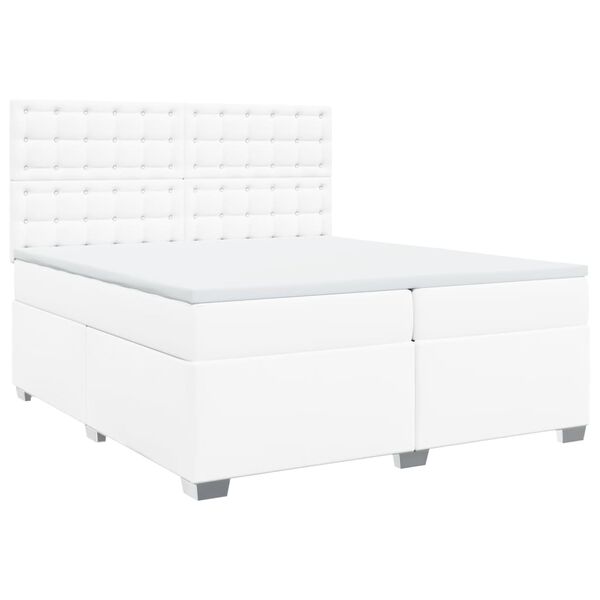 vidaXL Boxspringbett mit Matratze Weiß 200x200 cm Kunstleder