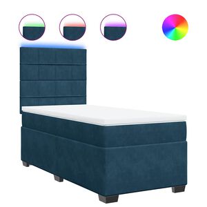 vidaXL Boxspringbett mit Matratze Blau 80x200 cm Samt