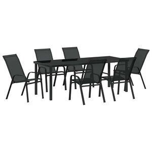 vidaXL Garten Essgruppe 7 stk. Schwarz Pulverbeschichteter Stahl