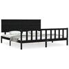 vidaXL Massivholzbett mit Kopfteil Schwarz 200x200 cm