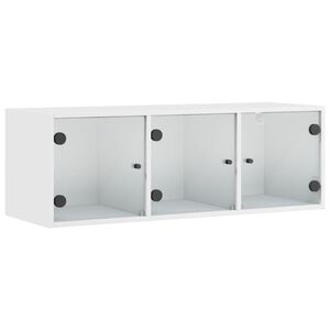 vidaXL Wandschrank mit Glast&uuml;ren Wei&szlig; 102x37x35 cm