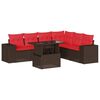 vidaXL 7-teiliges Gartensofa-Set mit Kissen, braun, Polyrattan
