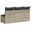 vidaXL Gartensofa mit Kissen 3-Sitzer Hellgrau Poly Rattan