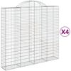 vidaXL Gabionen mit Hochbogen 4 Stk. 200x50x180/200cm Verzinktes Eisen