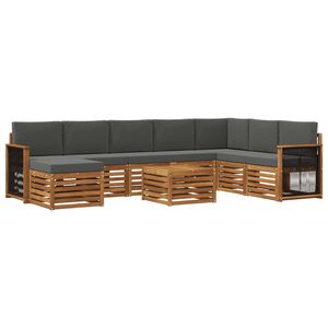 vidaXL Outdoor-Sofagarnitur mit Kissen 7 pcs Natur und Anthrazit