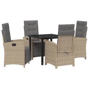 vidaXL Garten Essgruppe mit Kissen 5 pcs Beige Poly-Rattan