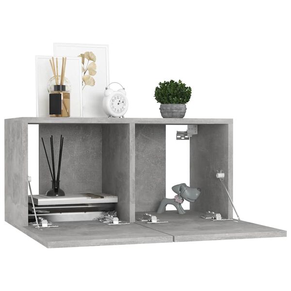 vidaXL 7-tlg. TV-Schrank-Set Betongrau Holzwerkstoff
