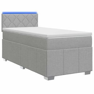 vidaXL Boxspringbett mit Matratze Hellgrau 90 x 200 cm Stoff