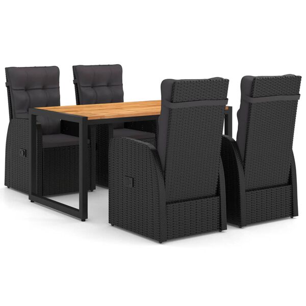 vidaXL 5-tlg. Garten-Essgruppe Schwarz