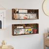 vidaXL Magazinregal mit Regal 2 pcs Ger&auml;ucherte Eiche 80 x 12 x 30 cm