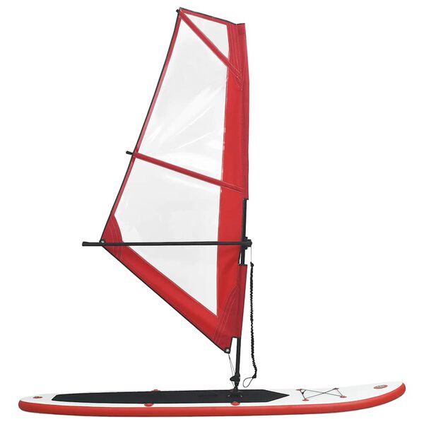 vidaXL Aufblasbares SUP-Board mit Segel Set Rot und Weiß