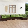 vidaXL 7-tlg. Garten-Lounge-Set mit Kissen Poly Rattan Braun