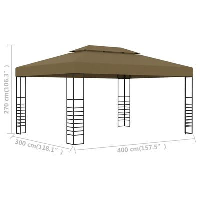 vidaXL Pavillon 3x4 m Taupe 180 g/m²