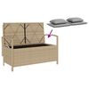 vidaXL Gartenbank mit Stauraum und Kissen Beige Poly Rattan