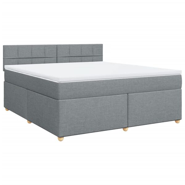 vidaXL Boxspringbett mit Matratze Hellgrau 180x200 cm Stoff