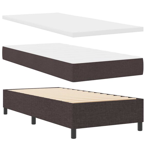vidaXL Boxspringbett mit Matratze Dunkelbraun 90 x 200 cm Stoff