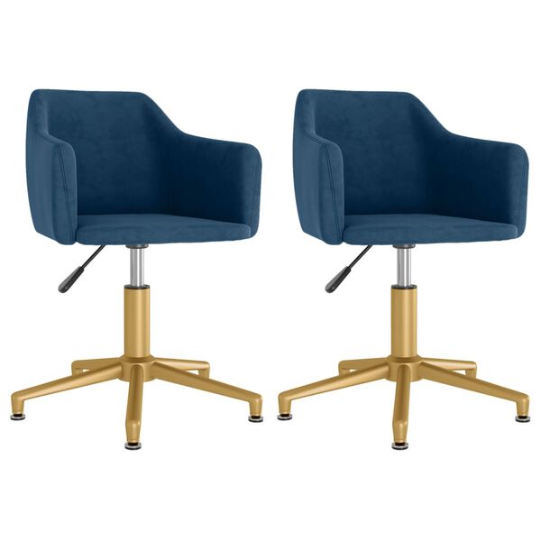 vidaXL Esszimmerst&uuml;hle 2 Stk. Drehbar Blau Samt