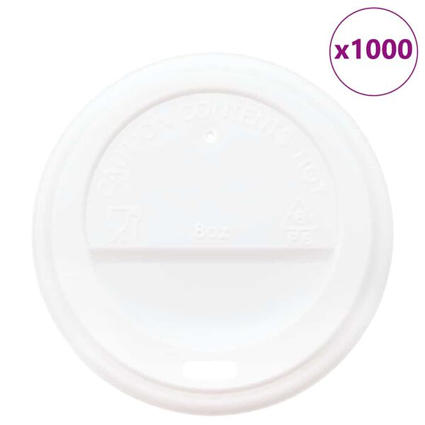 vidaXL Deckel für Pappbecher Ø80 mm 8oz 1000 Stk. Weiß Kunststoff