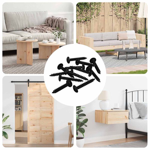 vidaXL Selbstschneidender Nagel 12 pcs Schwarz 4 x 25 mm Stahl