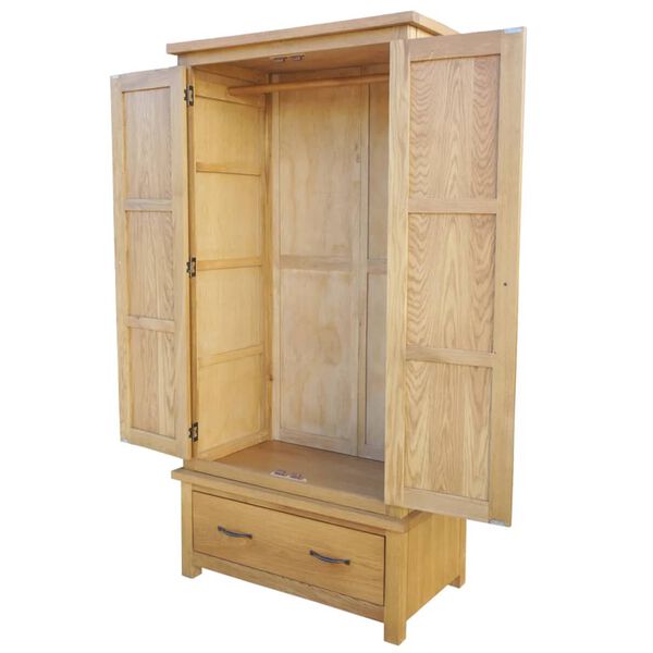 vidaXL Kleiderschrank mit 1 Schublade 90x52x183 cm Massivholz Eiche