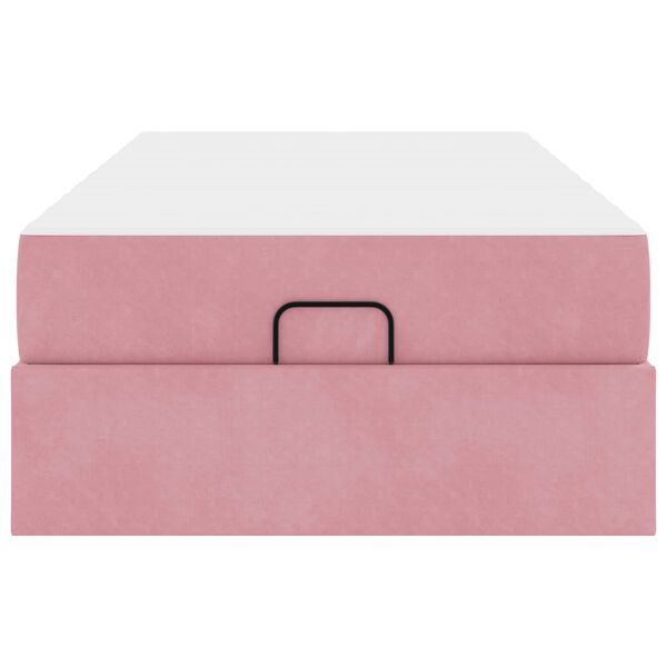 vidaXL Bettgestell mit Matratze mit Matratze 2 pcs Rosa Samt