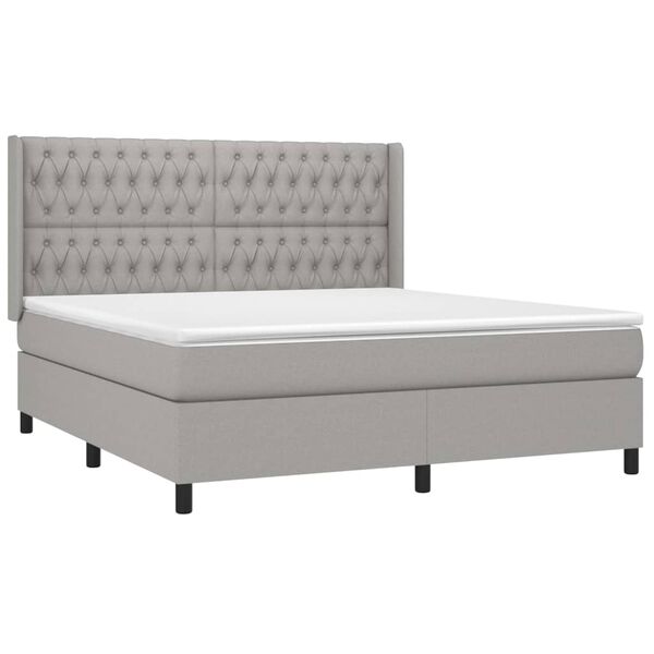 vidaXL Boxspringbett mit Matratze Hellgrau 180x200 cm Stoff